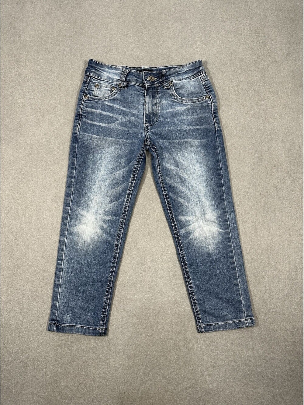 Lee Girls Skinny Fit 22x18 Straight Leg Jeans Size 6 Blue Stretch Denim